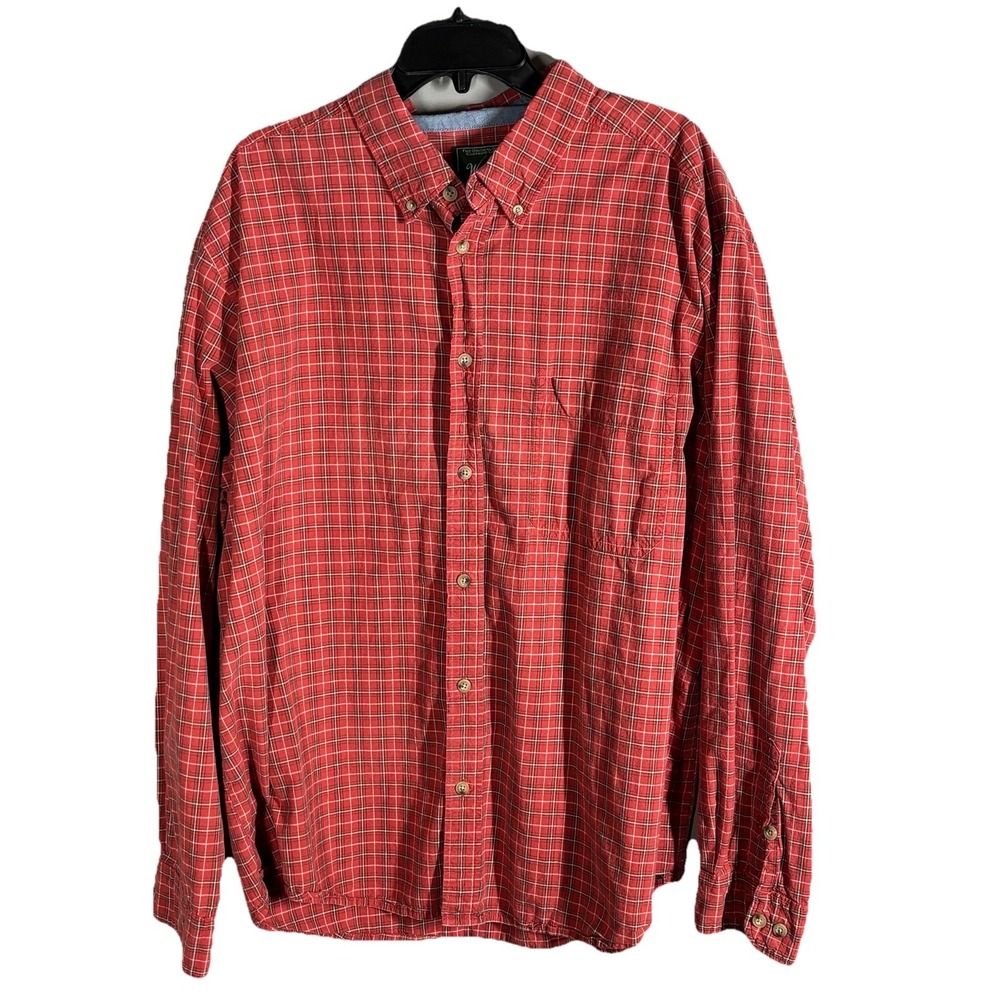Woolrich Shirt Men's XXL Orange Plaid Flannel Down Soft Long Sleeve